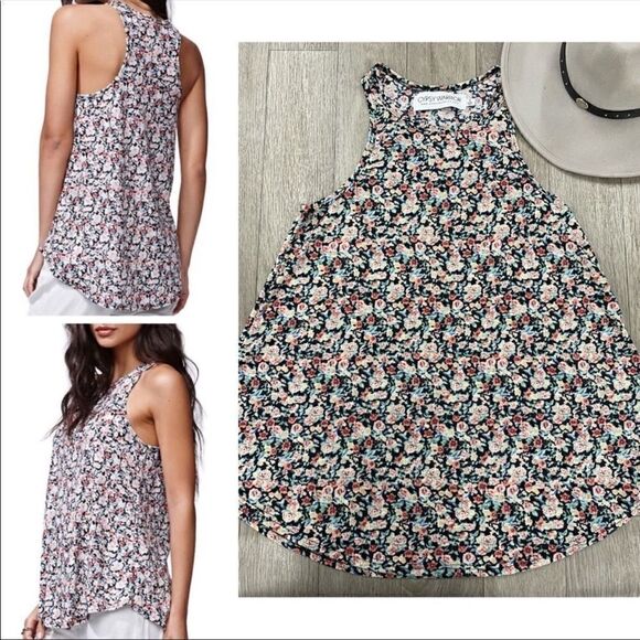 NWOT Gypsy Warrior Racerback Ribbed Floral Tank - Picture 1 of 7